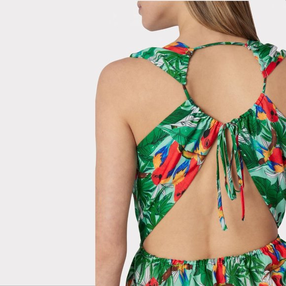 MILLY Cabana Frankie Parrot V Neck Mini Swim Cover Up DRESS Size L NEW $395 - Picture 6 of 13
